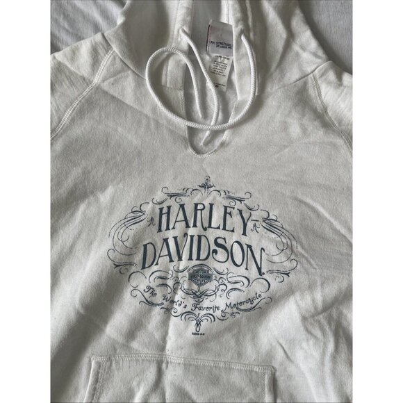 Harley-Davidson White Hoodie Sweatshirt Featuring Kansas City Logo Womens S - Picture 2 of 7